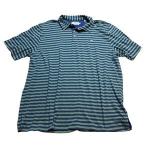 🎣 Southern Tide Mens XL Striped Stretch Polo Shirt Blue Green Pima Cotton Blend🎣